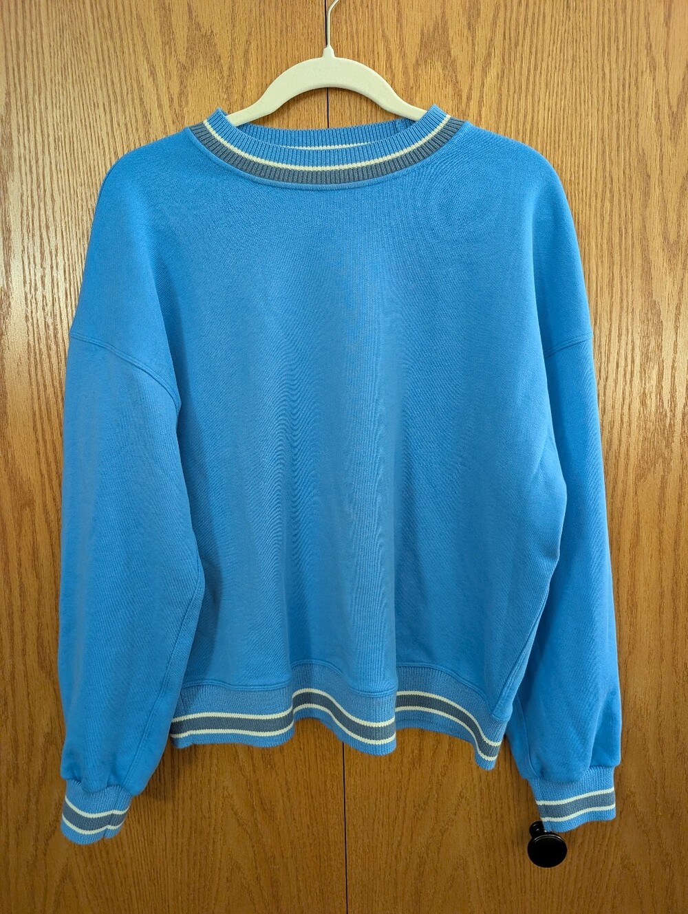 NWOT Lululemon Perfectly Oversized Ringer Crew In Pool Party/Light Ivory